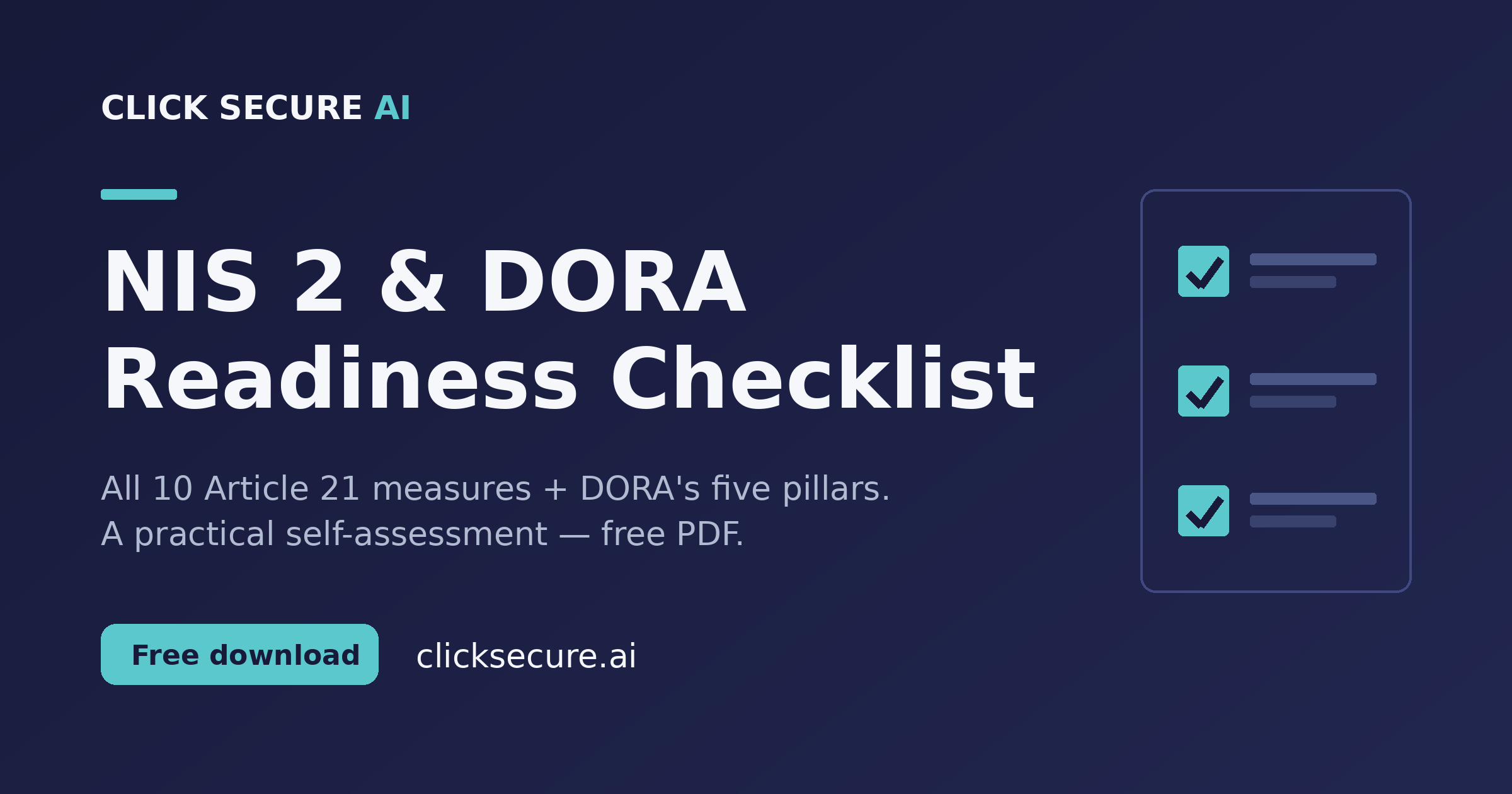 NIS 2 and DORA Readiness — A Practical Place to Start